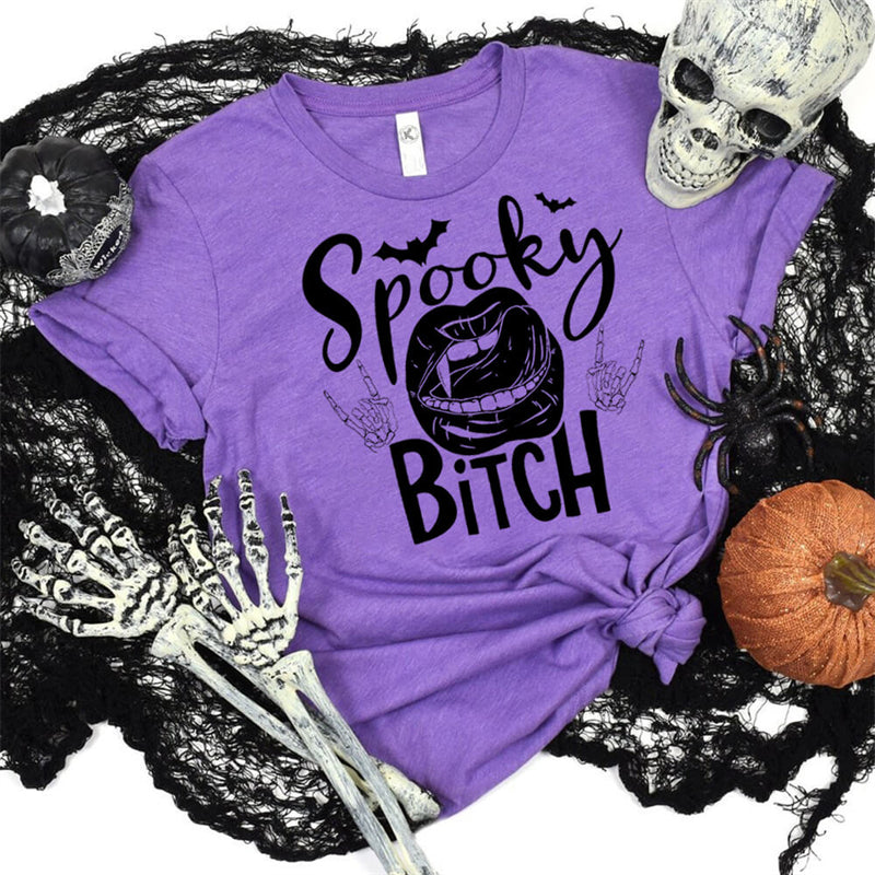 Spooky Bitch Round Neck Short Sleeve T-shirt