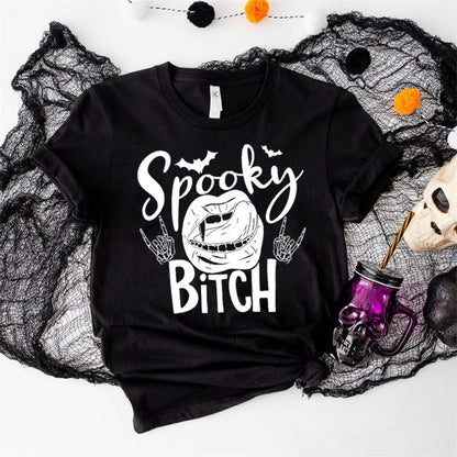 Spooky Bitch Round Neck Short Sleeve T-shirt