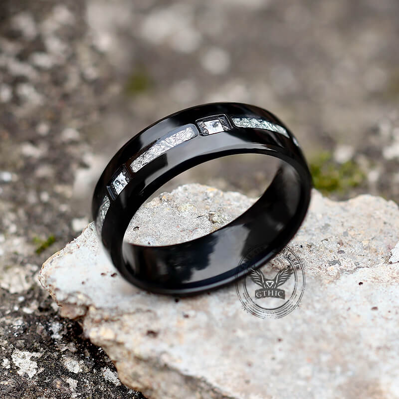 Square CZ Stone Titanium Wedding Ring