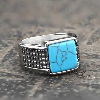 Square Turquoise Stainless Steel Ring