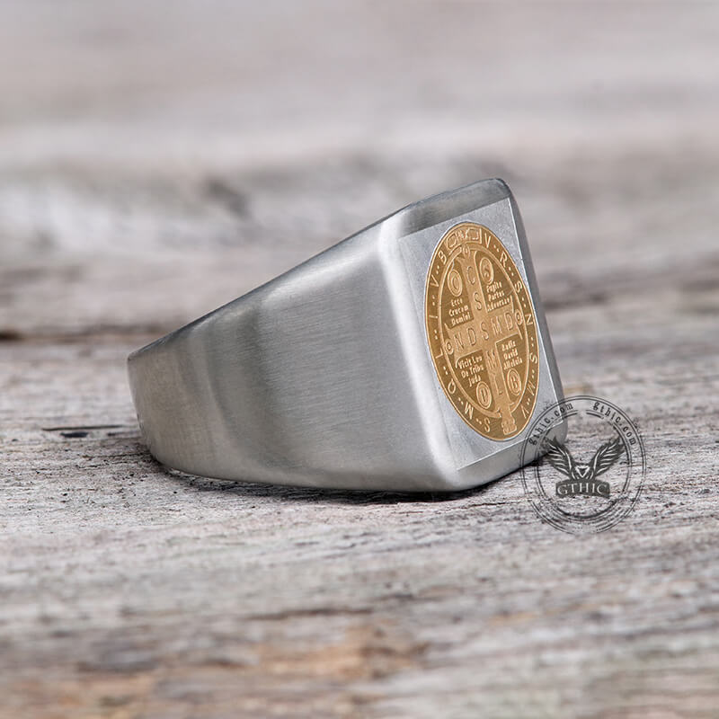 St. Benedict Cross Stainless Steel Christian Ring