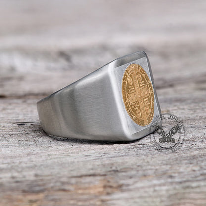 St. Benedict Cross Stainless Steel Christian Ring