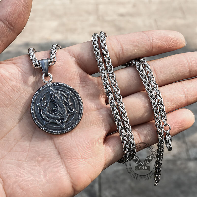 Star Of David Fenrir Wolf Stainless Steel Pendant