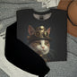 Steampunk Cat Round Neck Sweatshirt