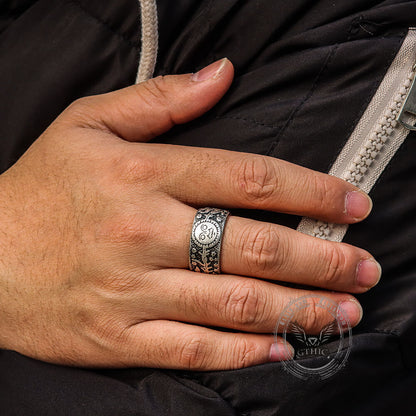 Sun Moon and Stars Stainless Steel Band Ring