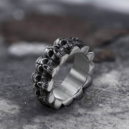 Surrounded Titanium Stainless Steel Skull Ring