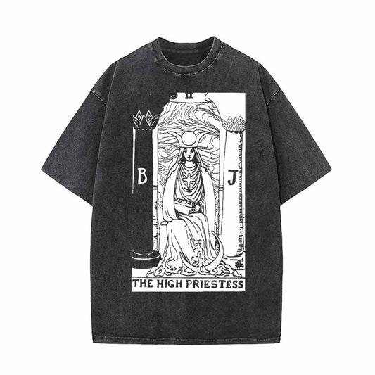 Tarot Card The High Priestess Vintage Washed T-shirt