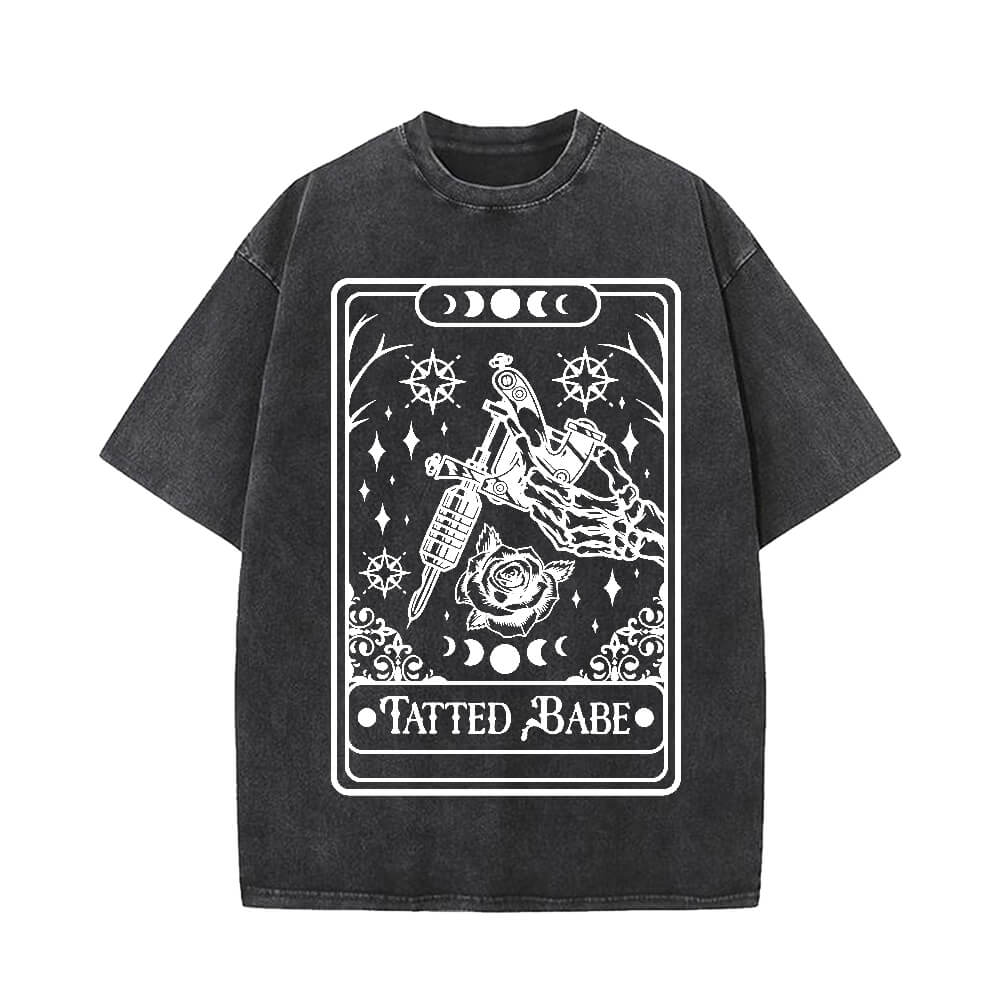 Tatted Babe Tarot Card Vintage Washed T-shirt