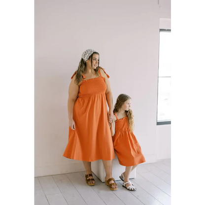 The Day Dress with Tied Straps and Smocked Bodice