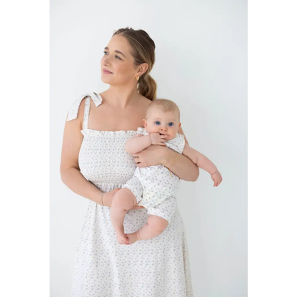 Super Soft Organic Cotton Henley Romper for Babies with Floral Print