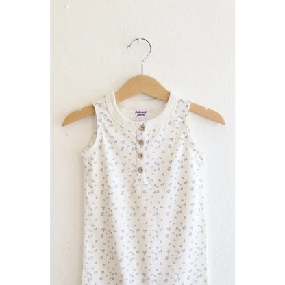 Super Soft Organic Cotton Henley Romper for Babies with Floral Print
