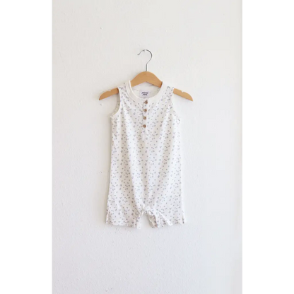 Super Soft Organic Cotton Henley Romper for Babies with Floral Print