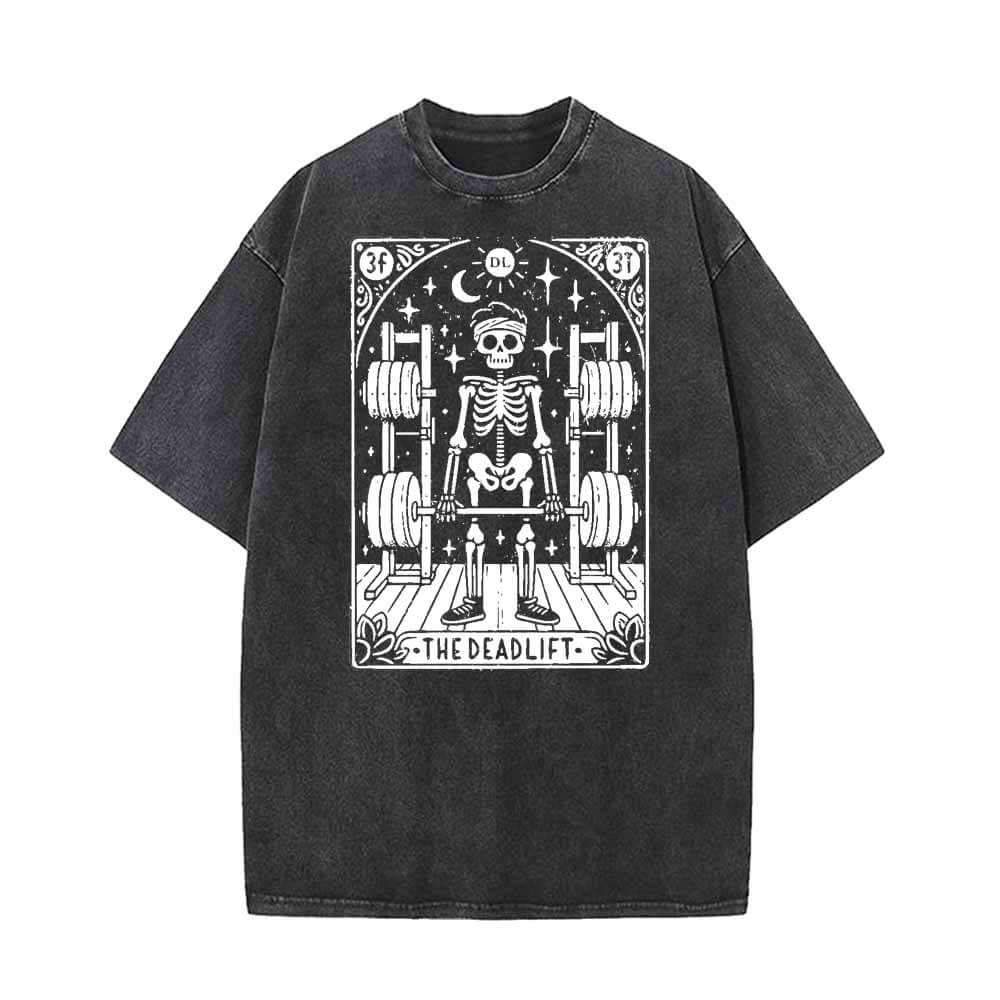 The Deadlift Tarot Card Skull Vintage Washed T-shirt