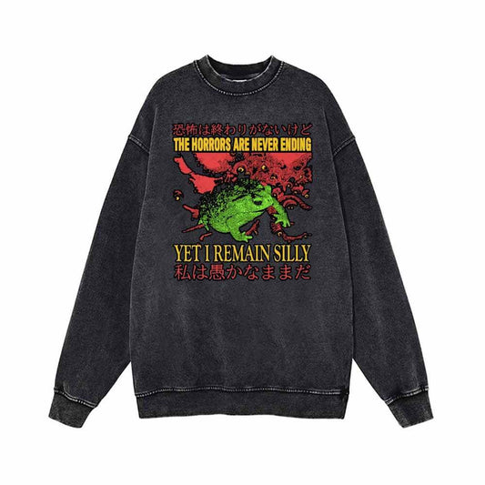 The Horrors Are Never Ending Frog Print Sweatshirt