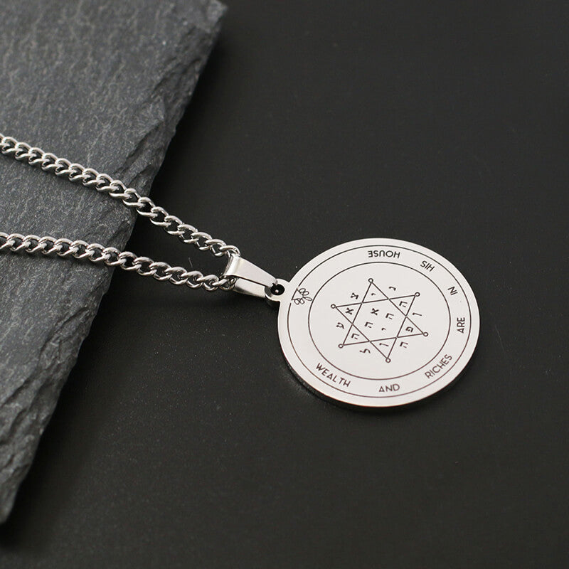 The Key of Solomon Pentacle of Jupiter Stainless Steel Necklace