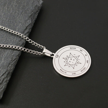 The Key of Solomon Pentacle of Jupiter Stainless Steel Necklace