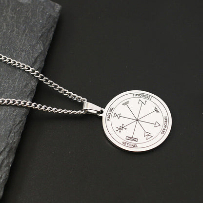 The Key of Solomon Pentacle of Jupiter Stainless Steel Necklace