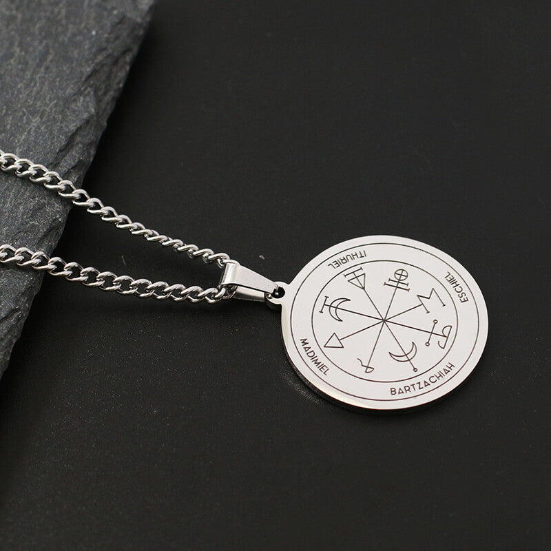 The Key of Solomon Pentacle of Jupiter Stainless Steel Necklace