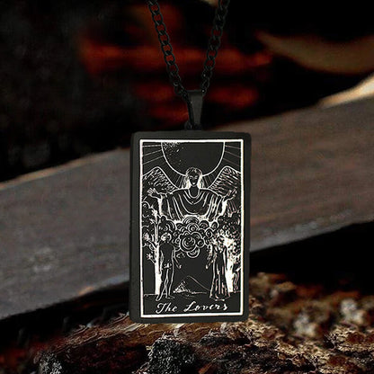 The Lovers Tarot Card Stainless Steel Necklace