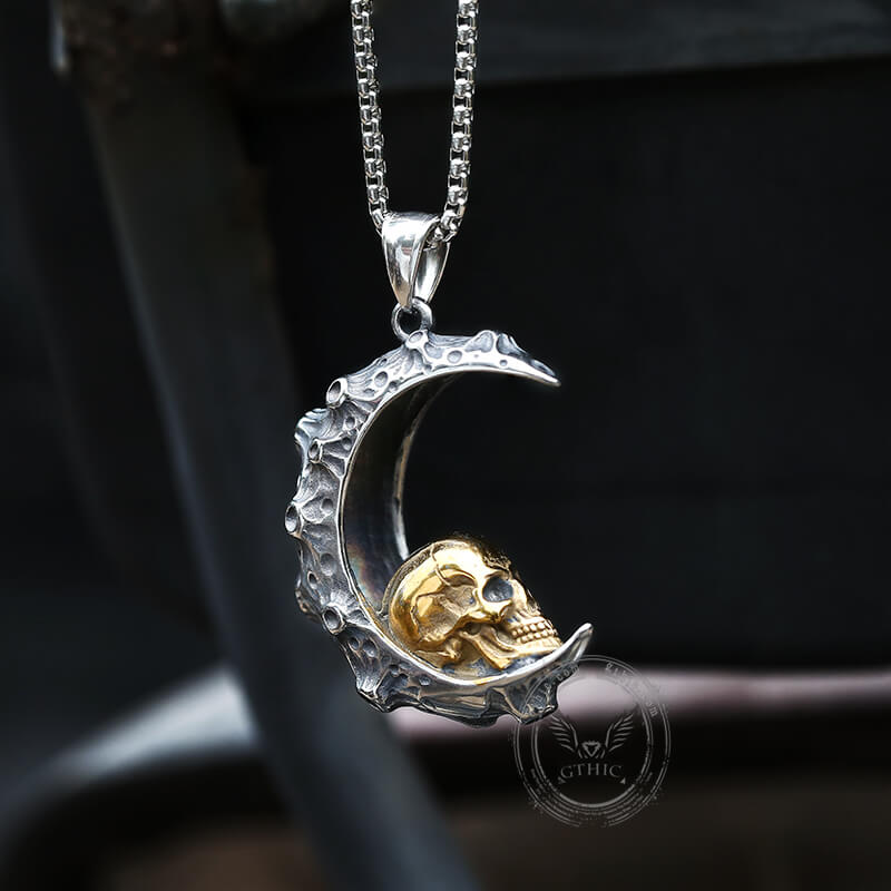 The Moon and Skull Stainless Steel Pendant