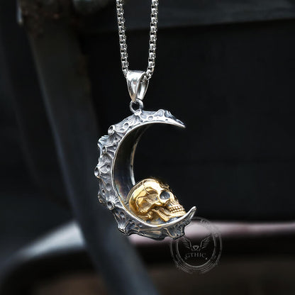 The Moon and Skull Stainless Steel Pendant