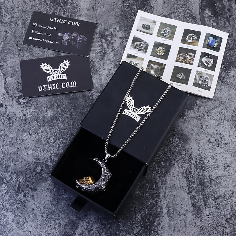 The Moon and Skull Stainless Steel Pendant