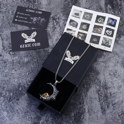 The Moon and Skull Stainless Steel Pendant