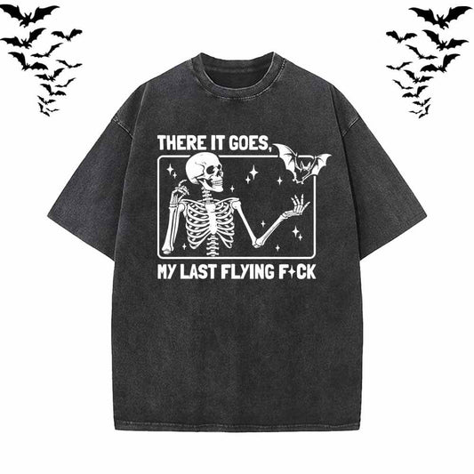 There It Goes Skull Flying Bat Short Sleeve T-shirt