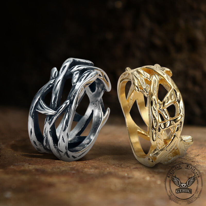 Thistles and Thorns Stainless Steel Ring