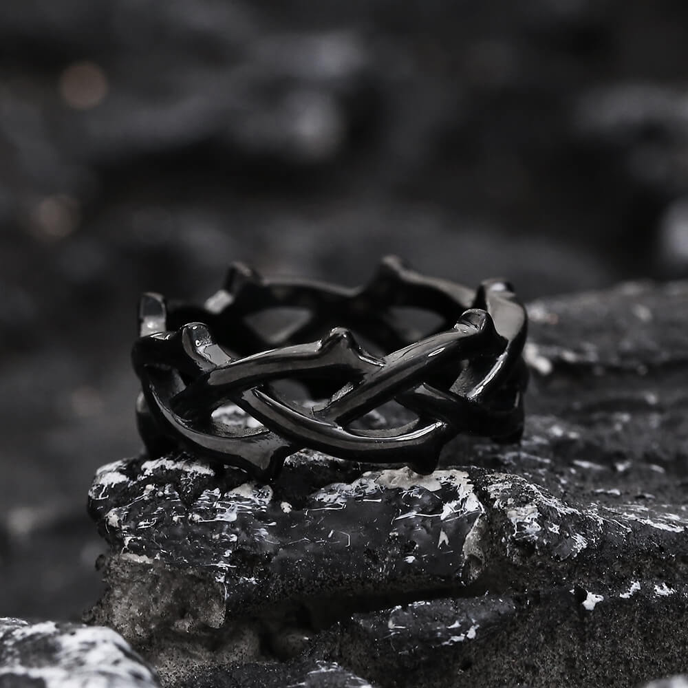 Thorn Vine Braided Stainless Steel Ring