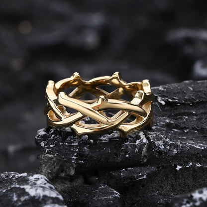 Thorn Vine Braided Stainless Steel Ring