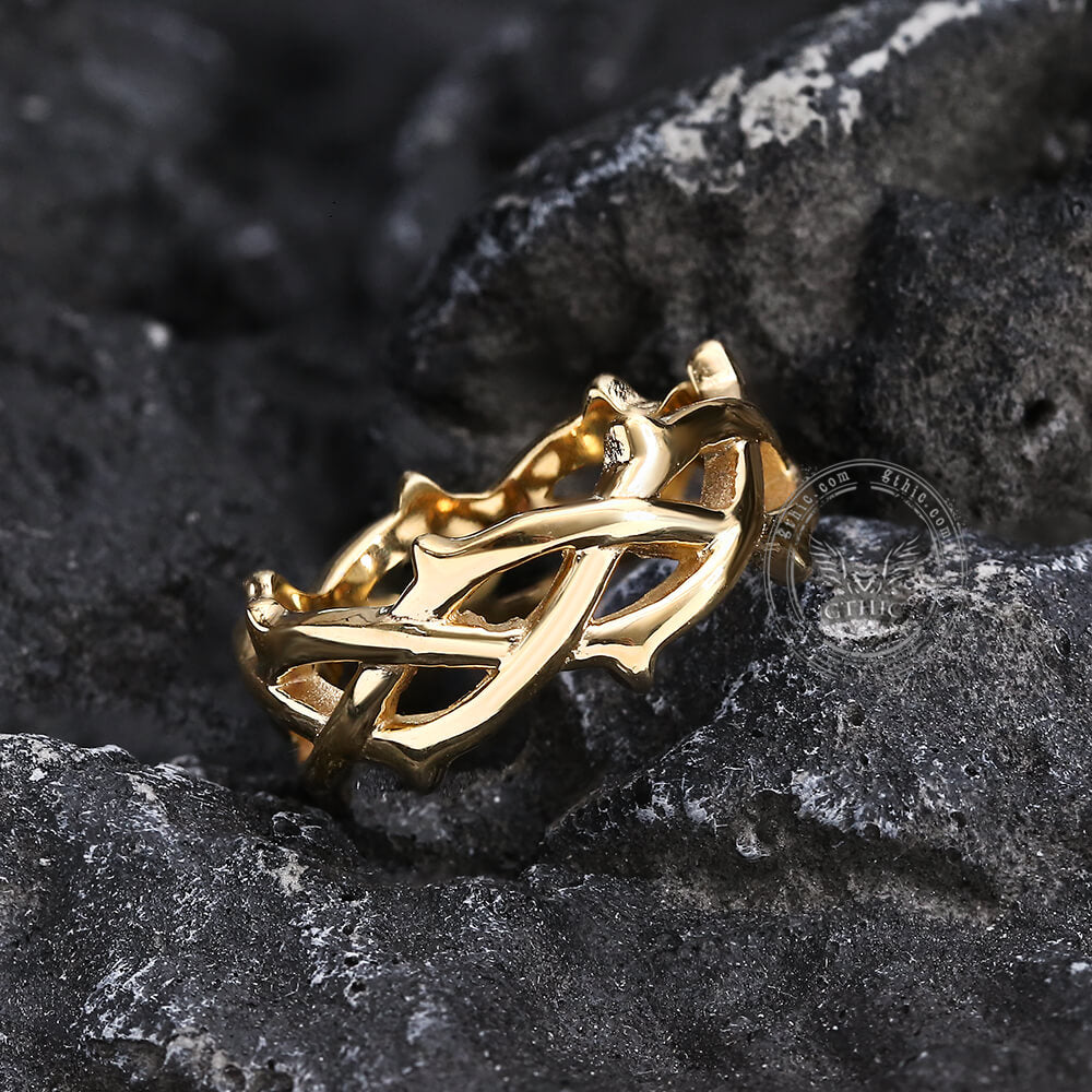 Thorn Vine Braided Stainless Steel Ring