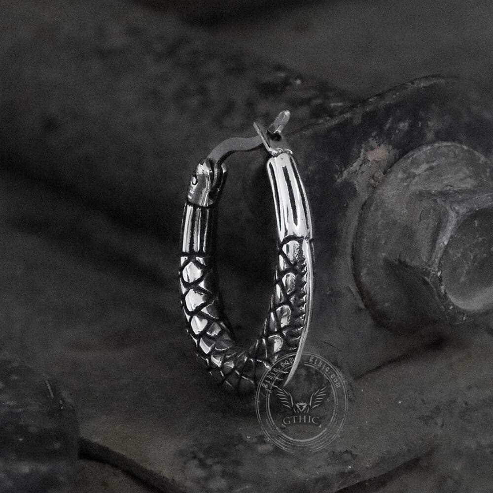 Thorns and Python Stainless Steel Hoop Earrings