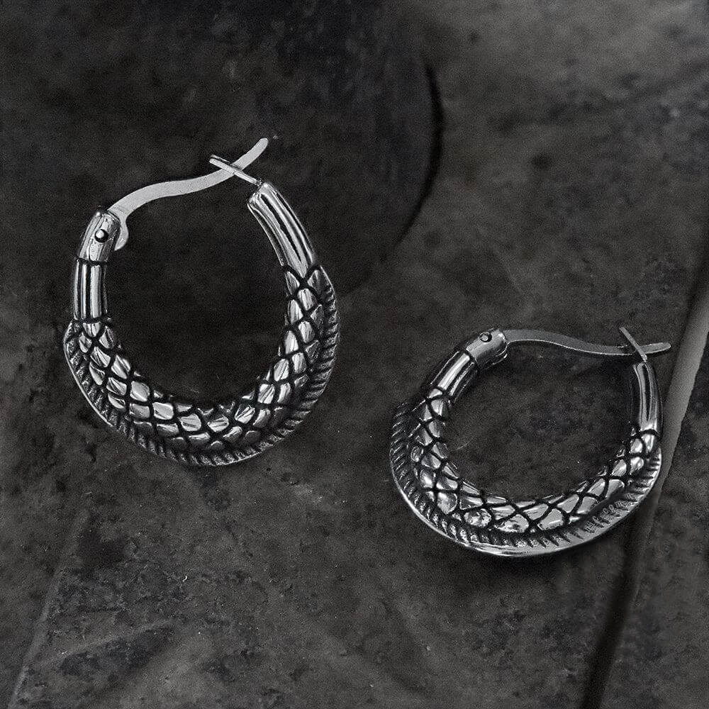 Thorns and Python Stainless Steel Hoop Earrings