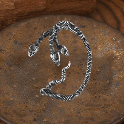 Three-Headed Snake Stainless Steel Ear Cuff Earrings