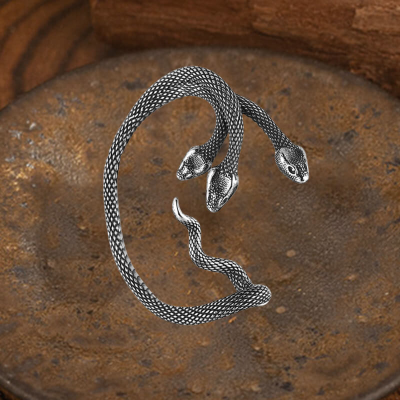 Three-Headed Snake Stainless Steel Ear Cuff Earrings