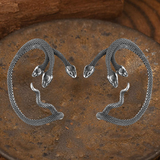 Three-Headed Snake Stainless Steel Ear Cuff Earrings