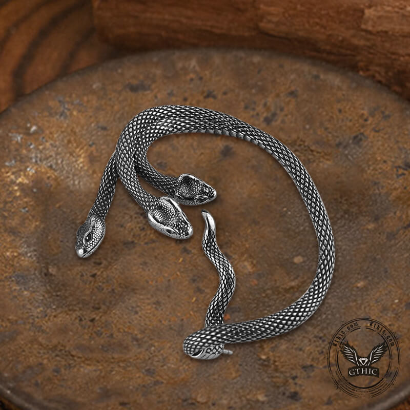 Three-Headed Snake Stainless Steel Ear Cuff Earrings