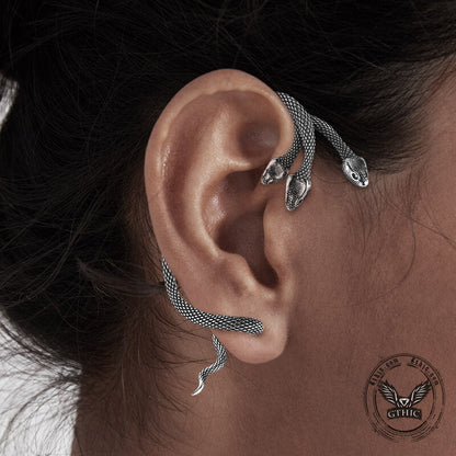 Three-Headed Snake Stainless Steel Ear Cuff Earrings
