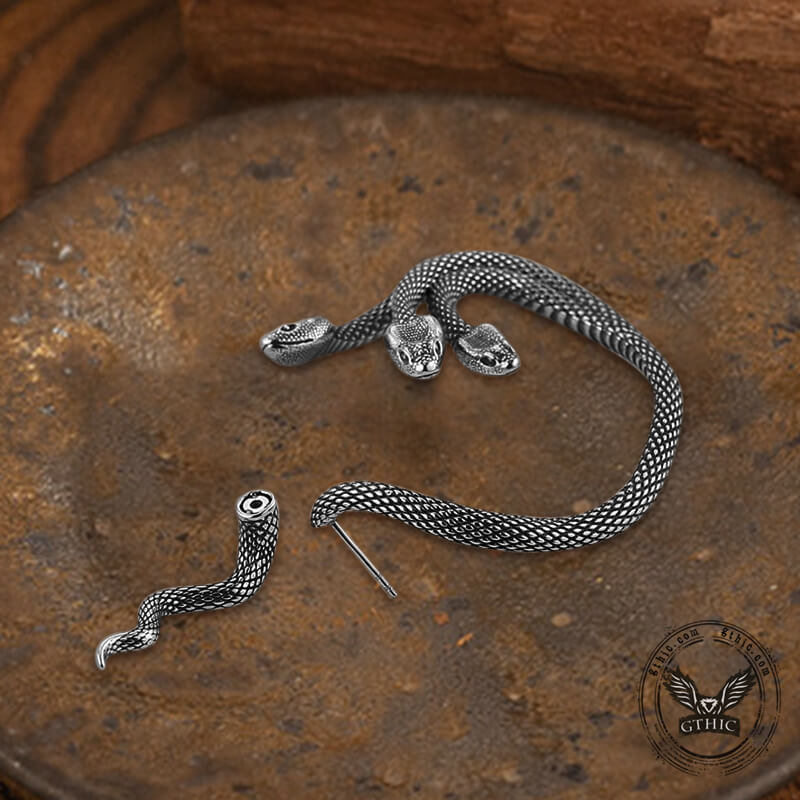 Three-Headed Snake Stainless Steel Ear Cuff Earrings