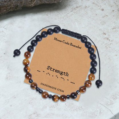 Tiger Eye Morse Code Braided Bracelet