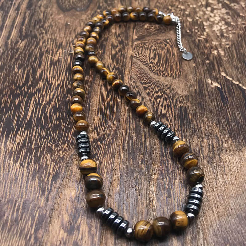 Tiger’s Eye Stainless Steel Gallstone Necklace