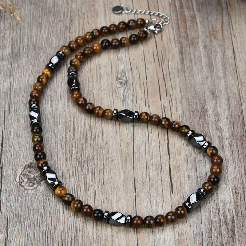 Tiger’s Eye Stainless Steel Gallstone Necklace