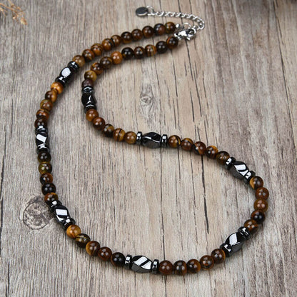 Tiger’s Eye Stainless Steel Gallstone Necklace