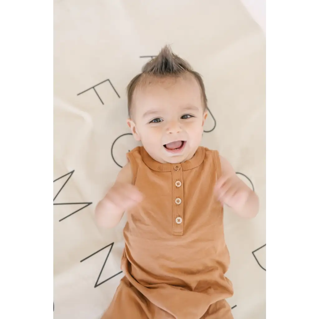 Henley Shorty Romper in Soft Organic Cotton