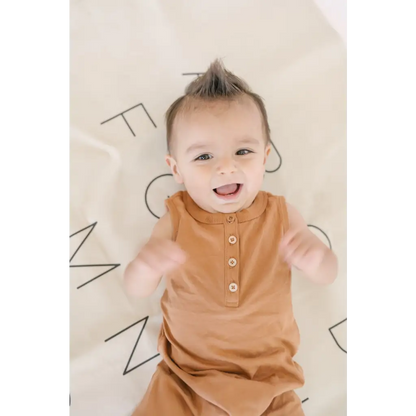 Henley Shorty Romper in Soft Organic Cotton