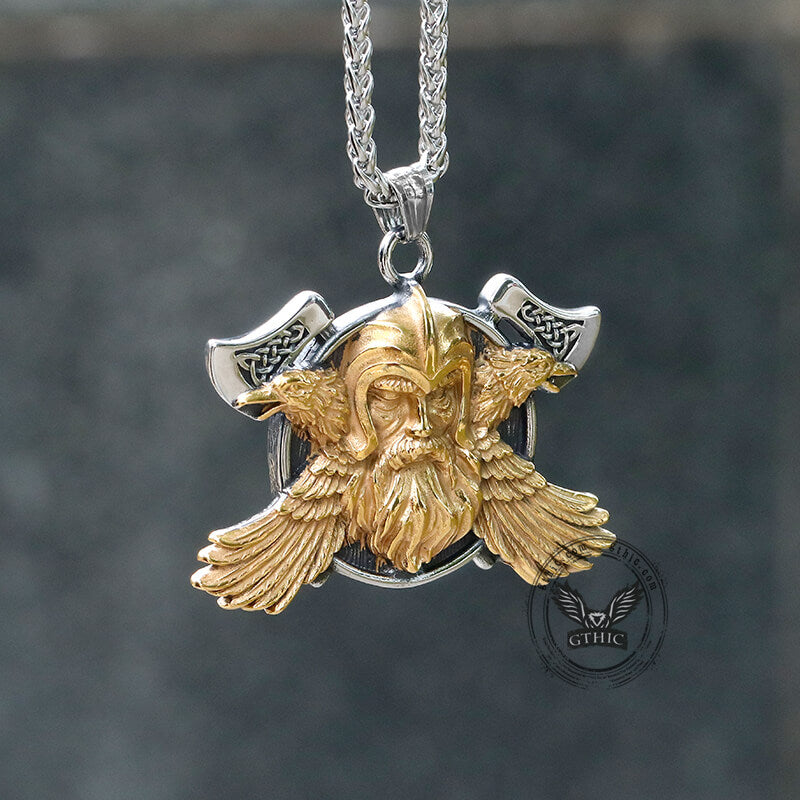Tomahawk Odin Raven Stainless Steel Viking Pendant