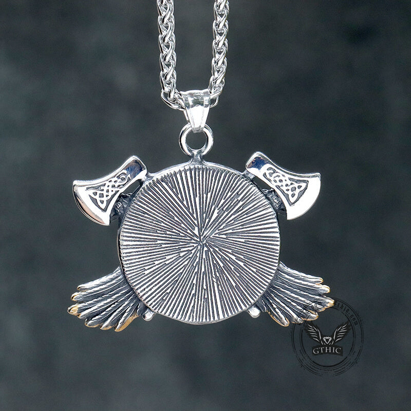 Tomahawk Odin Raven Stainless Steel Viking Pendant