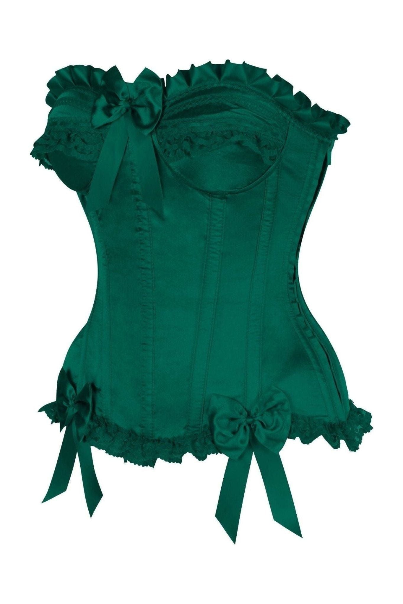 Top Drawer Dark Green Satin Steel Boned Burlesque Corset