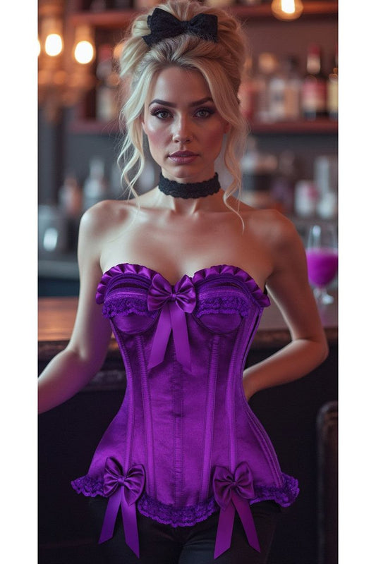 Top Drawer Purple Satin Steel Boned Burlesque Corset